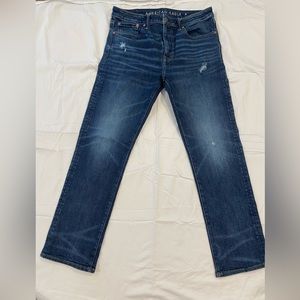 American Eagle Airflex + Relaxed Straight Jeans Dark Wash